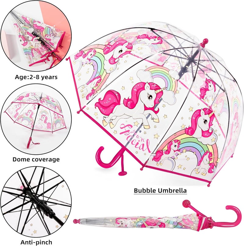 RONIARE 2 Pack Kids Clear Umbrellas for Rain Dome Bubble Umbrella Windproof for Toddler Boys Girls - Image 5